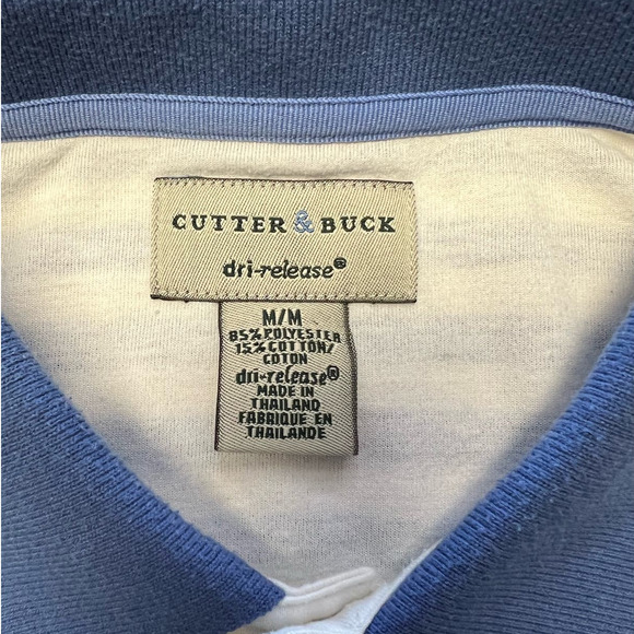 Cutter & Buck Dri-Release Blue and White Striped Short Sleeve Polo, Size M - Picture 3 of 10